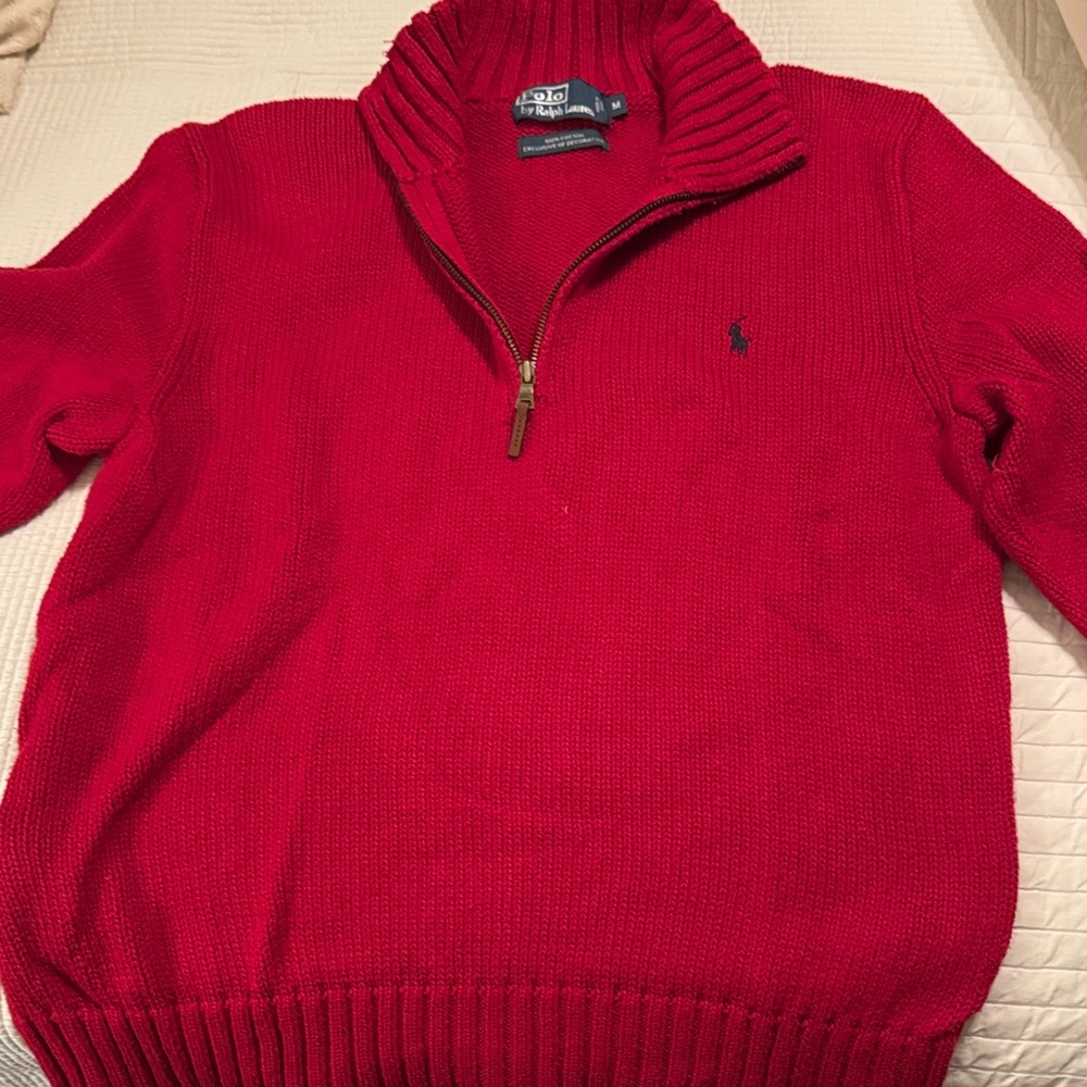 Polo by Ralph Lauren Men's Bold Red Zip-Up Sweater